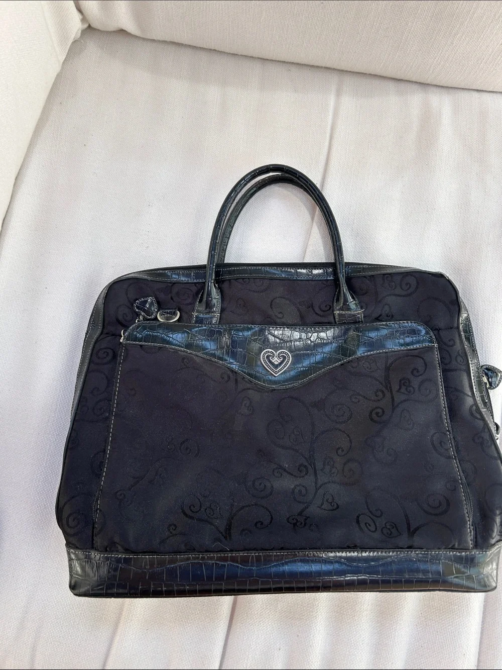 Coldwater Creek Black Laptop Tote with Heart Emblem